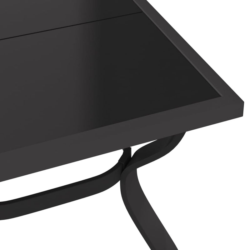 vidaXL szürke és fekete acél és üveg kerti asztal 180 x 80 x 70 cm