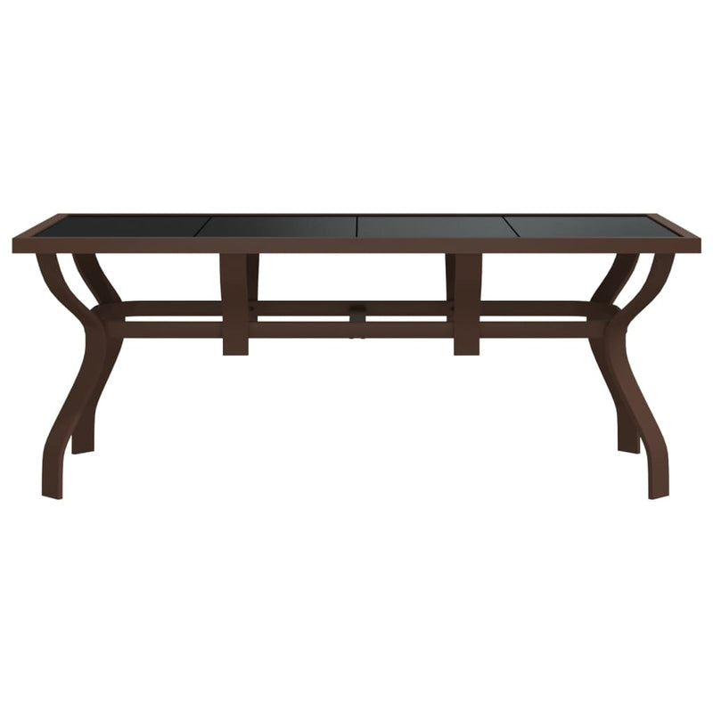 vidaXL barna és fekete acél és üveg kerti asztal 180 x 80 x 70 cm
