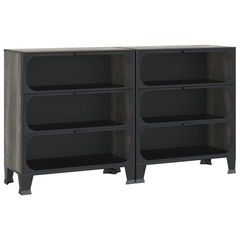 vidaXL 2 db szürke fém és MDF tárolószekrény 72 x 36 x 82 cm