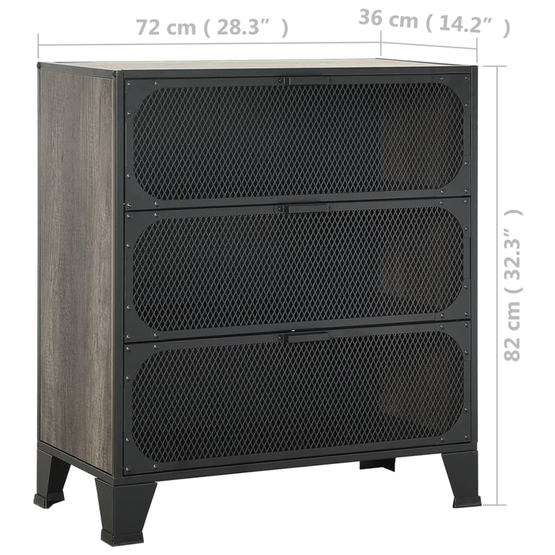 vidaXL 2 db szürke fém és MDF tárolószekrény 72 x 36 x 82 cm