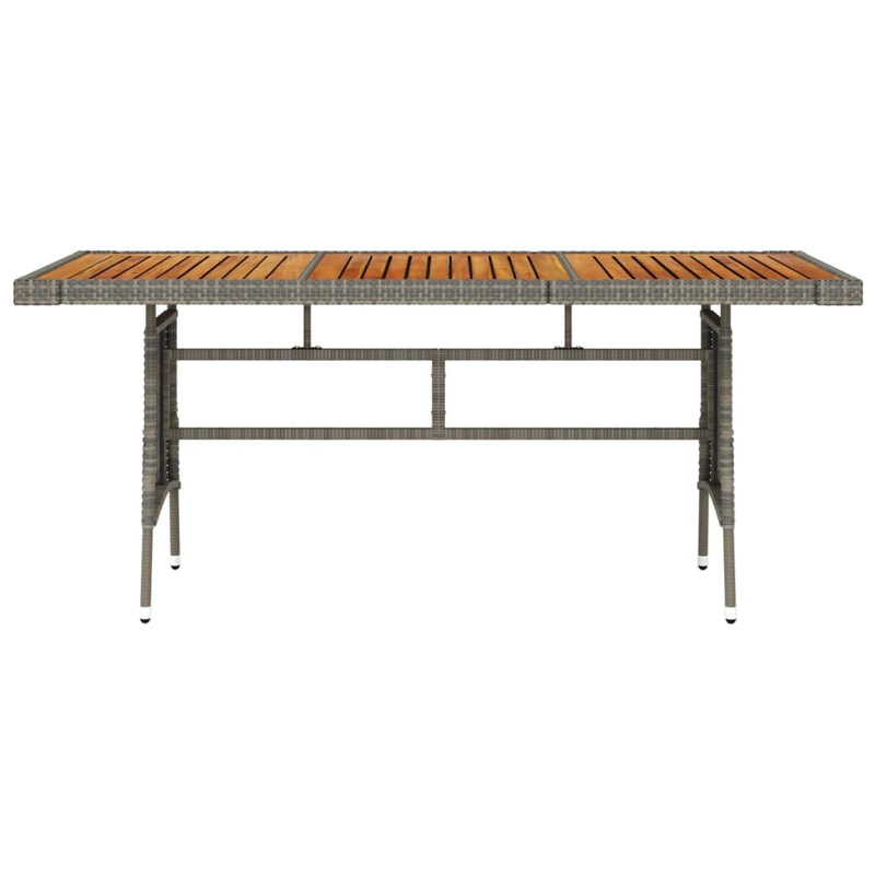 vidaXL szürke polyrattan és tömör akácfa kerti asztal 160 x 70 x 72 cm