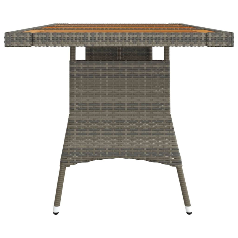 vidaXL szürke polyrattan és tömör akácfa kerti asztal 160 x 70 x 72 cm
