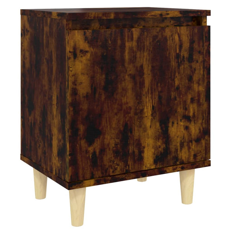 vidaXL 2 db füstös tölgy színű éjjeliszekrény fa lábakkal 40x30x50 cm