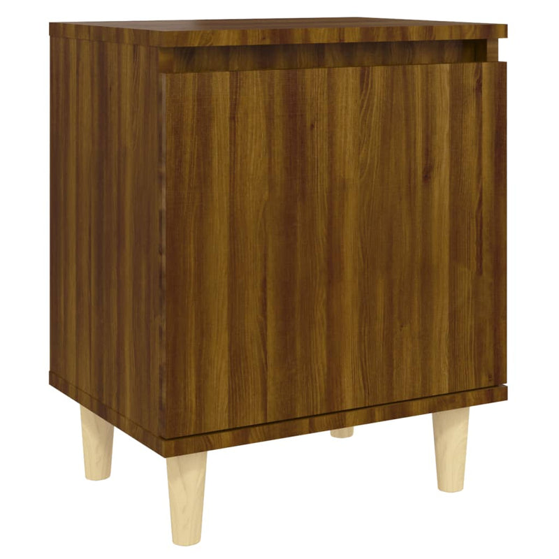 vidaXL barna tölgy színű éjjeliszekrény tömör fa lábakkal 40x30x50 cm