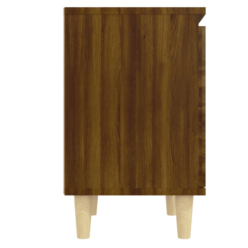 vidaXL barna tölgy színű éjjeliszekrény tömör fa lábakkal 40x30x50 cm