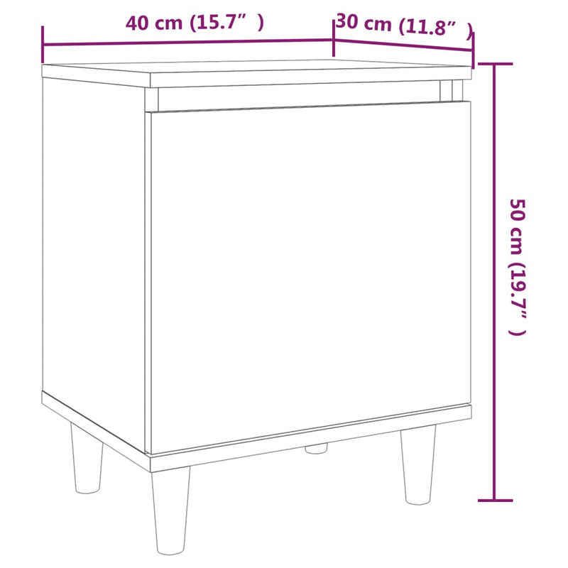 vidaXL barna tölgy színű éjjeliszekrény tömör fa lábakkal 40x30x50 cm