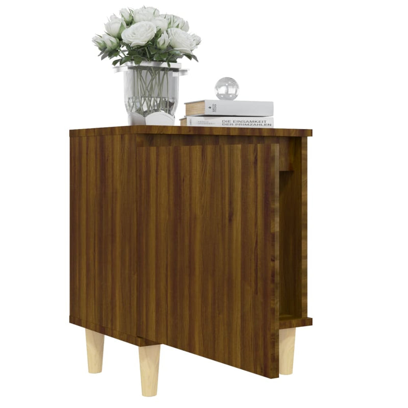 vidaXL 2 db barna tölgy színű éjjeliszekrény fa lábakkal 40x30x50 cm