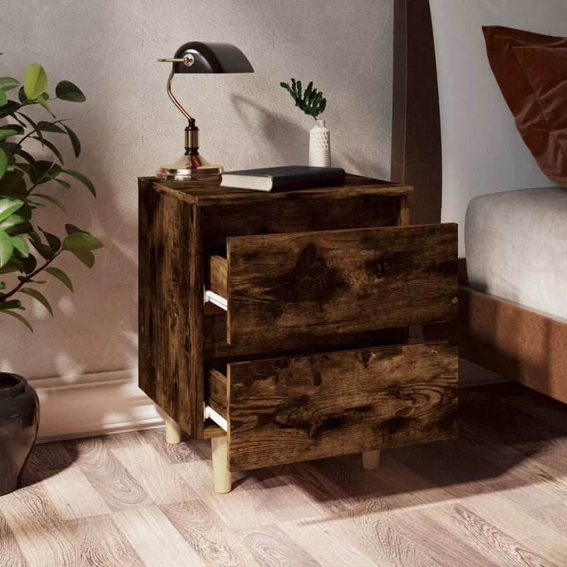 vidaXL 2 db füstös tölgy színű éjjeliszekrény falábakkal 40x35x50 cm