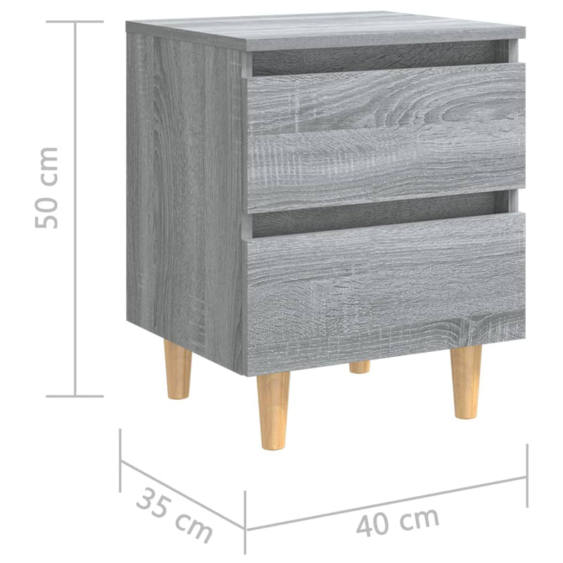 vidaXL 2 db szürke sonoma színű éjjeliszekrény falábakkal 40x35x50 cm