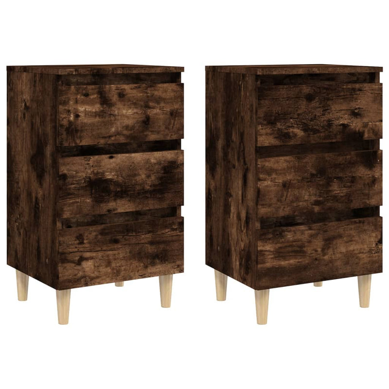 vidaXL 2 db füstös tölgy színű éjjeliszekrény falábakkal 40x35x69 cm