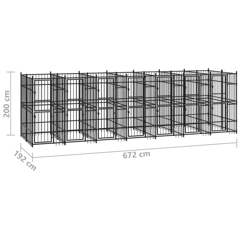 vidaXL acél kültéri kutyakennel 12,9 m²