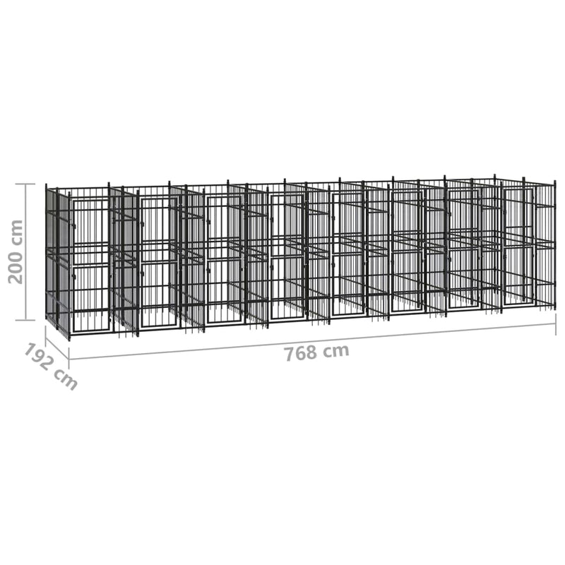 vidaXL acél kültéri kutyakennel 14,75 m²