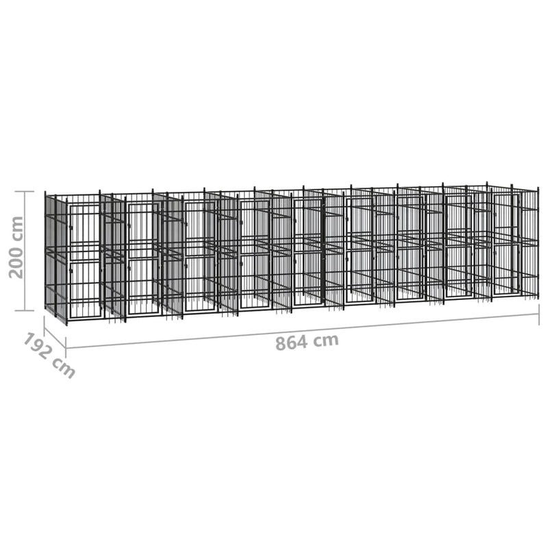vidaXL acél kültéri kutyakennel 16,59 m²