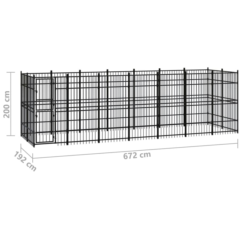 vidaXL acél kültéri kutyakennel 12,9 m²