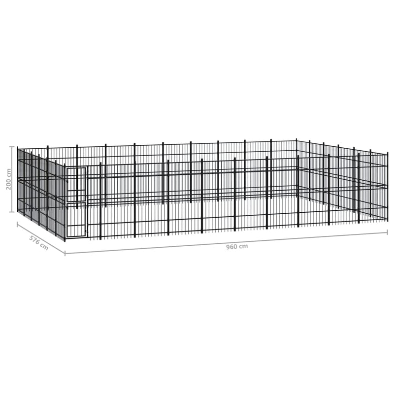 vidaXL acél kültéri kutyakennel 55,3 m²