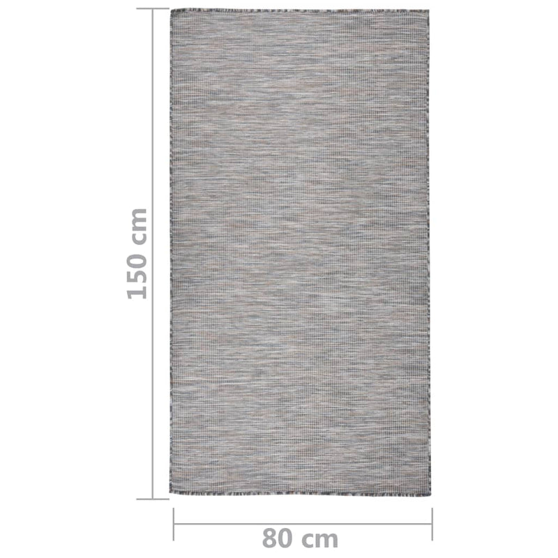 vidaXL barna-kék lapos szövésű kültéri szőnyeg 80 x 150 cm