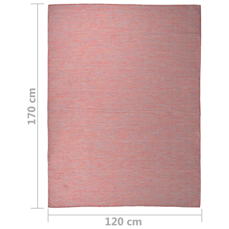 vidaXL piros lapos szövésű kültéri szőnyeg 120 x 170 cm