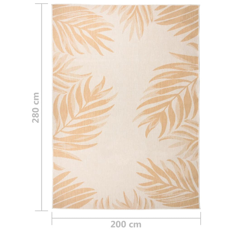 vidaXL levélmintás lapos szövésű kültéri szőnyeg 200 x 280 cm