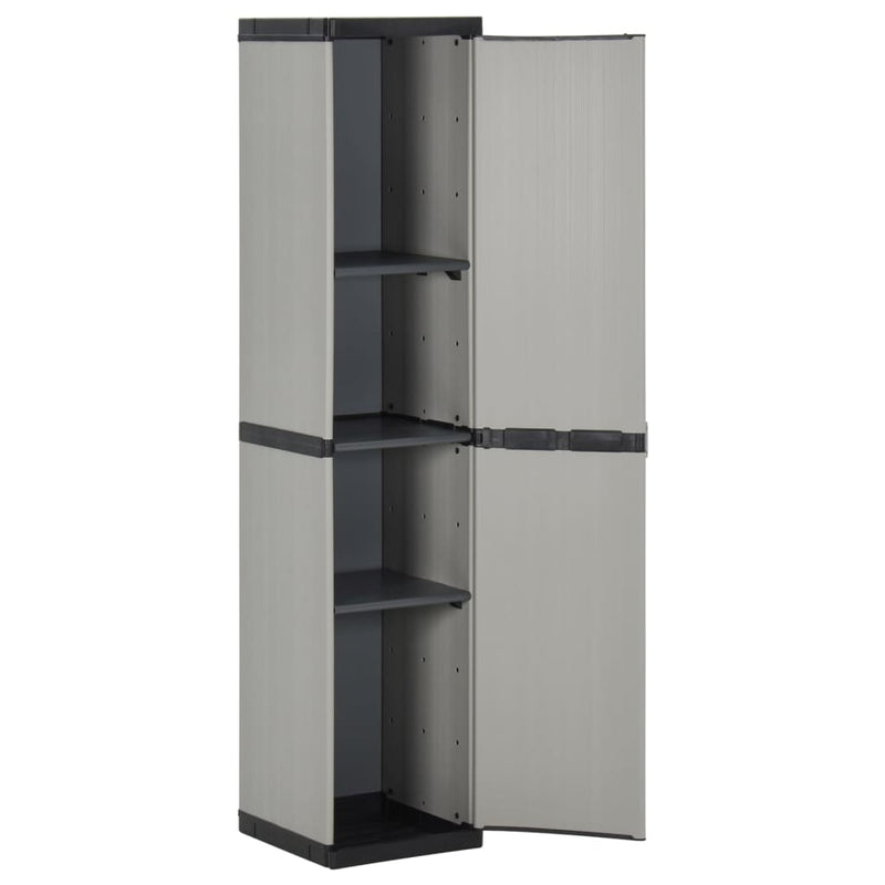 vidaXL szürke-fekete kerti tárolószekrény 3 polccal 34 x 40 x 168 cm