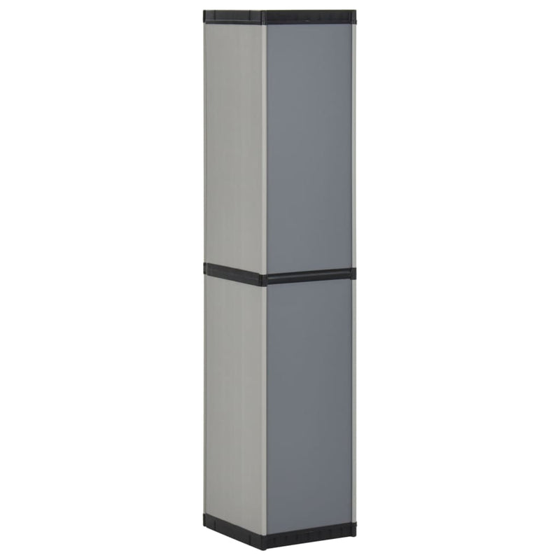 vidaXL szürke-fekete kerti tárolószekrény 3 polccal 34 x 40 x 168 cm