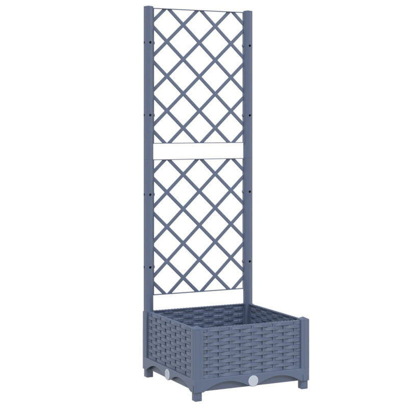 vidaXL sötétszürke PP rácsos kerti ültetőláda 40 x 40 x 121,5 cm