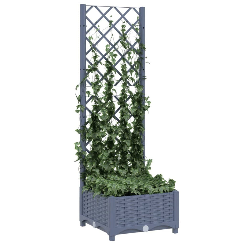 vidaXL sötétszürke PP rácsos kerti ültetőláda 40 x 40 x 121,5 cm