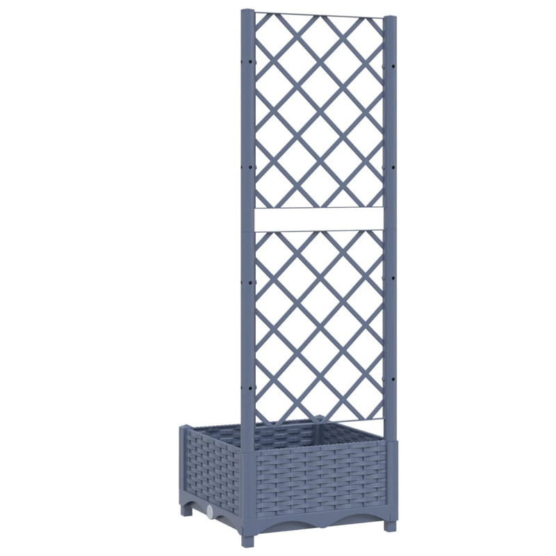 vidaXL sötétszürke PP rácsos kerti ültetőláda 40 x 40 x 121,5 cm
