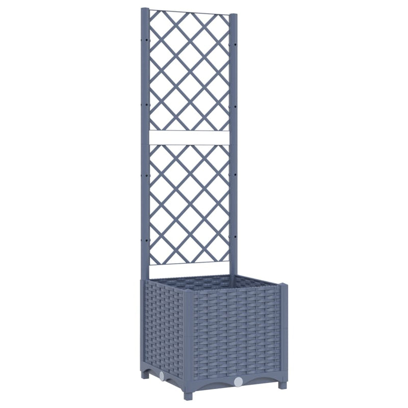 vidaXL sötétszürke PP rácsos kerti ültetőláda 40x40x136 cm