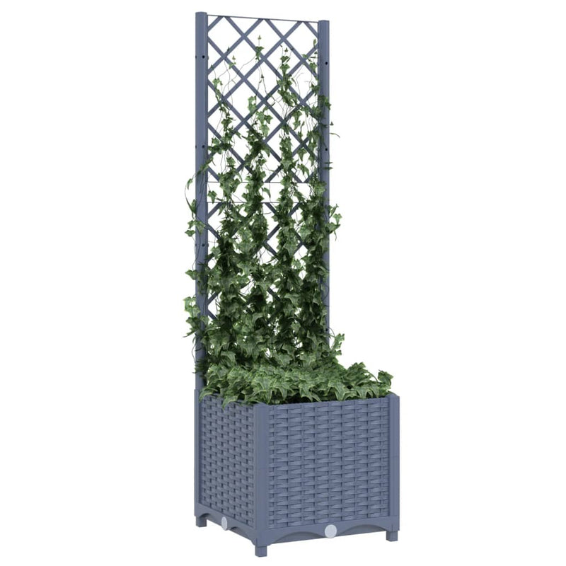 vidaXL sötétszürke PP rácsos kerti ültetőláda 40x40x136 cm