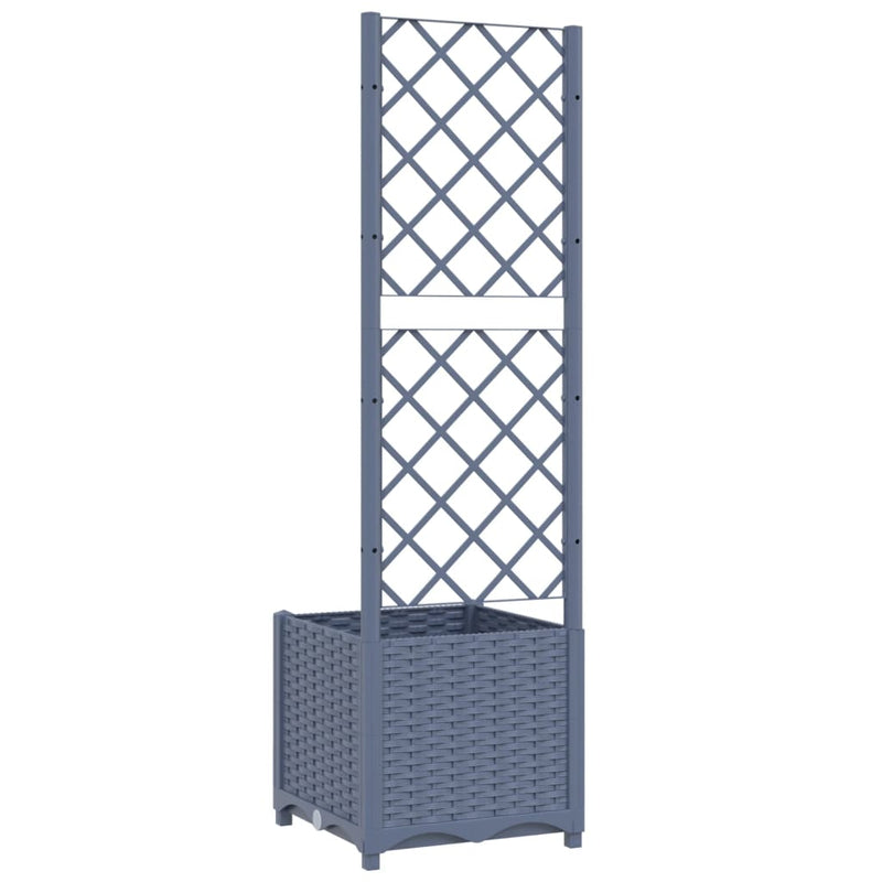 vidaXL sötétszürke PP rácsos kerti ültetőláda 40x40x136 cm
