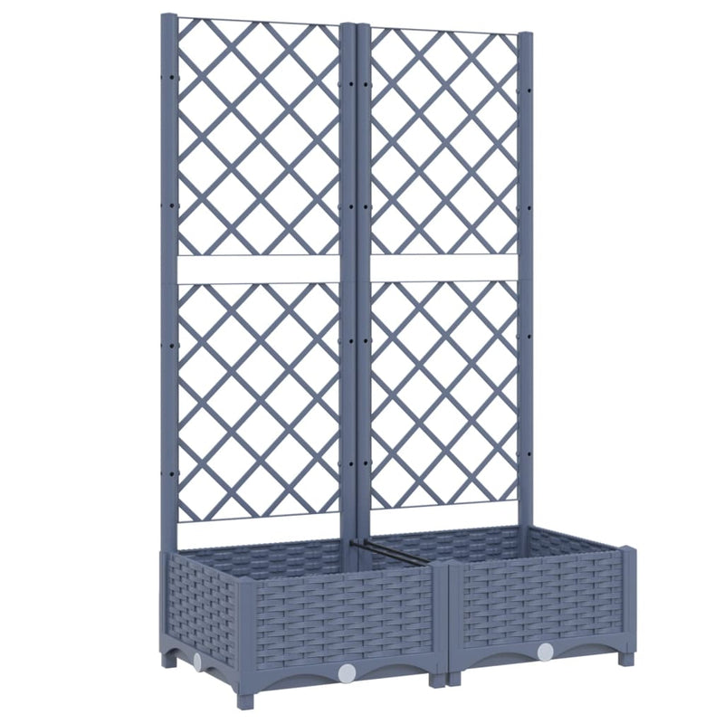 vidaXL sötétszürke PP rácsos kerti ültetőláda 80 x 40 x 121,5 cm