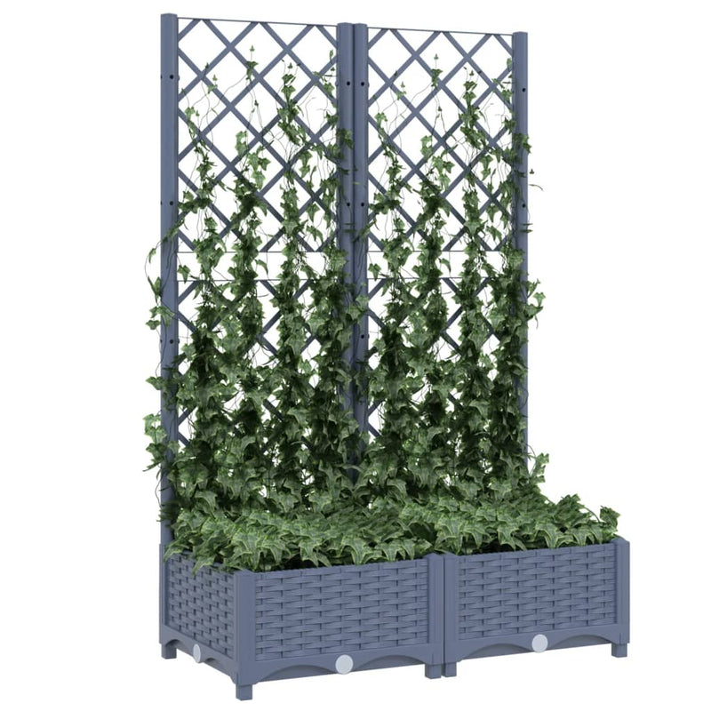 vidaXL sötétszürke PP rácsos kerti ültetőláda 80 x 40 x 121,5 cm