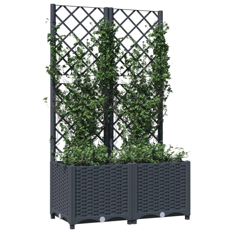 vidaXL sötétszürke PP rácsos kerti ültetőláda 80 x 40 x 136 cm