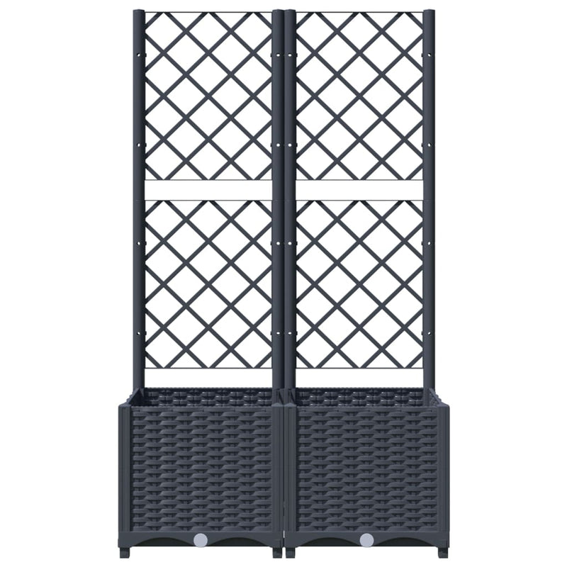 vidaXL sötétszürke PP rácsos kerti ültetőláda 80 x 40 x 136 cm