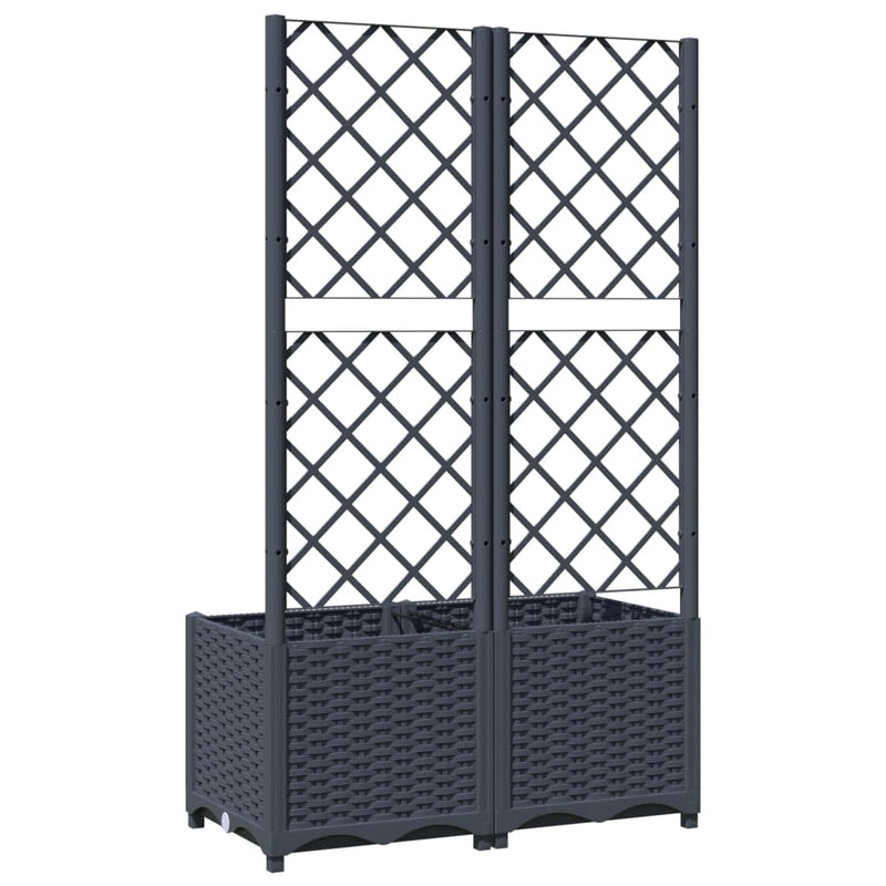 vidaXL sötétszürke PP rácsos kerti ültetőláda 80 x 40 x 136 cm