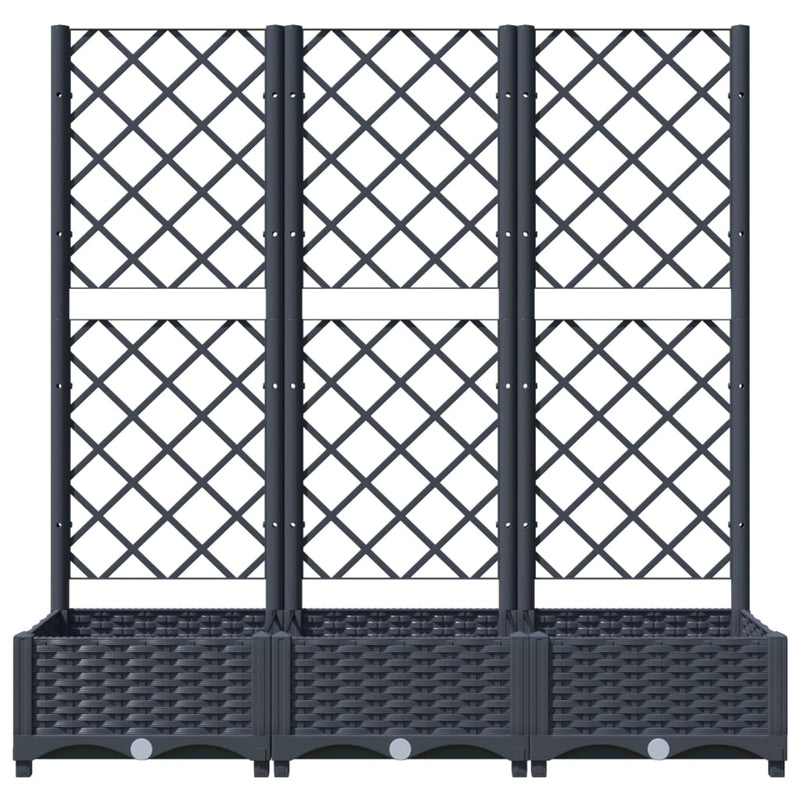 vidaXL sötétszürke PP rácsos kerti ültetőláda 120 x 40 x 121,5 cm