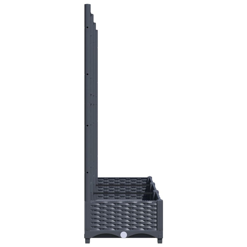 vidaXL sötétszürke PP rácsos kerti ültetőláda 120 x 40 x 121,5 cm