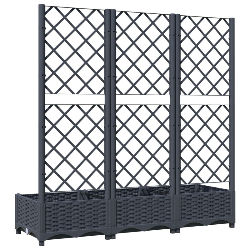 vidaXL sötétszürke PP rácsos kerti ültetőláda 120 x 40 x 121,5 cm
