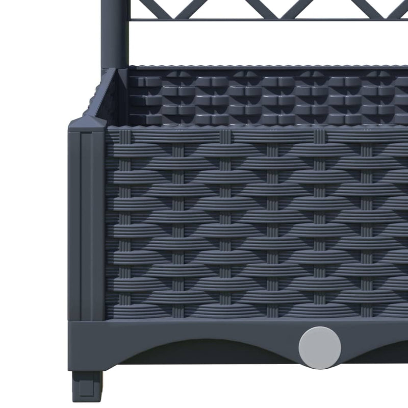vidaXL sötétszürke PP rácsos kerti ültetőláda 120 x 40 x 121,5 cm