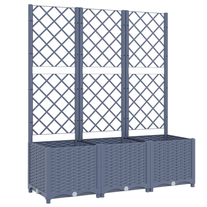 vidaXL sötétszürke PP rácsos kerti ültetőláda 120 x 40 x 136 cm