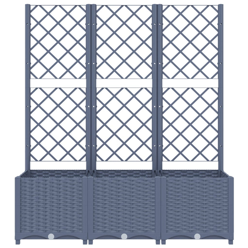 vidaXL sötétszürke PP rácsos kerti ültetőláda 120 x 40 x 136 cm