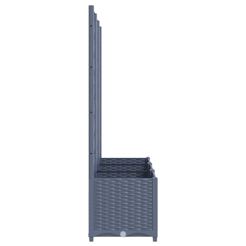 vidaXL sötétszürke PP rácsos kerti ültetőláda 120 x 40 x 136 cm