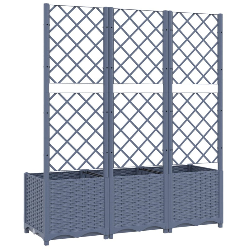 vidaXL sötétszürke PP rácsos kerti ültetőláda 120 x 40 x 136 cm