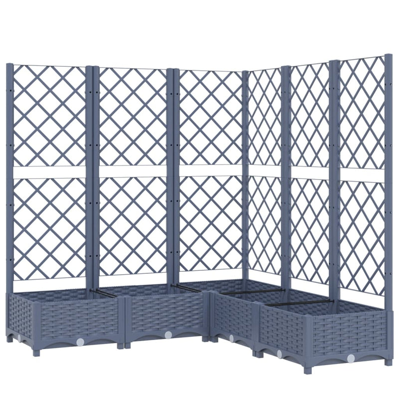 vidaXL sötétszürke PP rácsos kerti ültetőláda 120 x 120 x 121,5 cm
