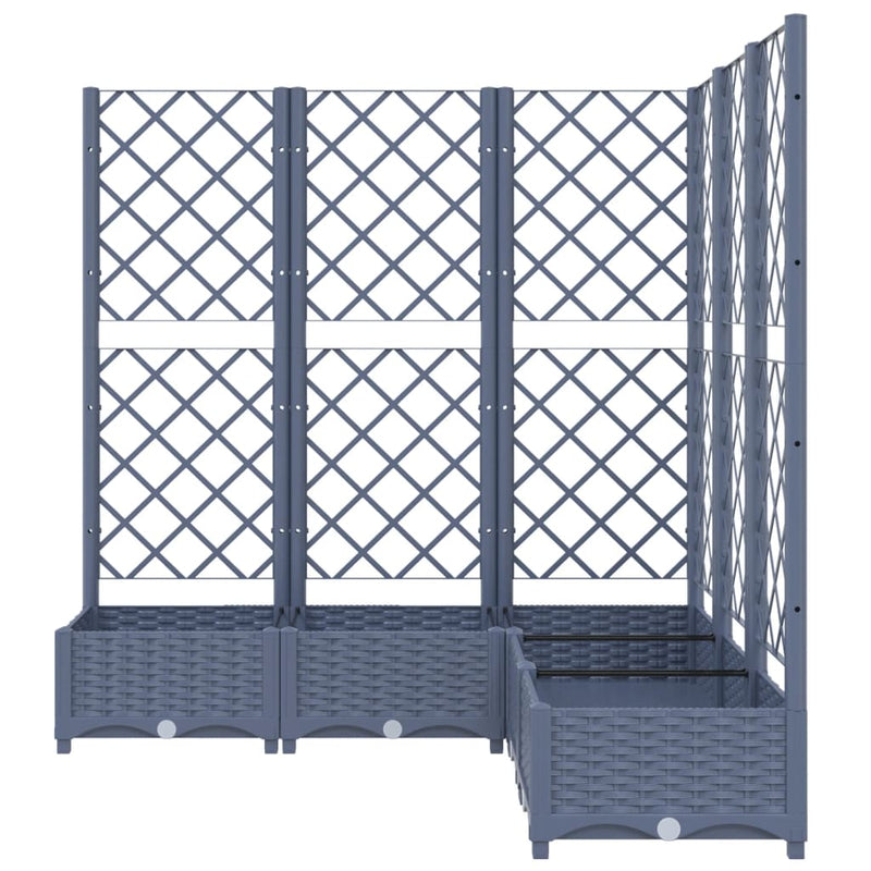 vidaXL sötétszürke PP rácsos kerti ültetőláda 120 x 120 x 121,5 cm