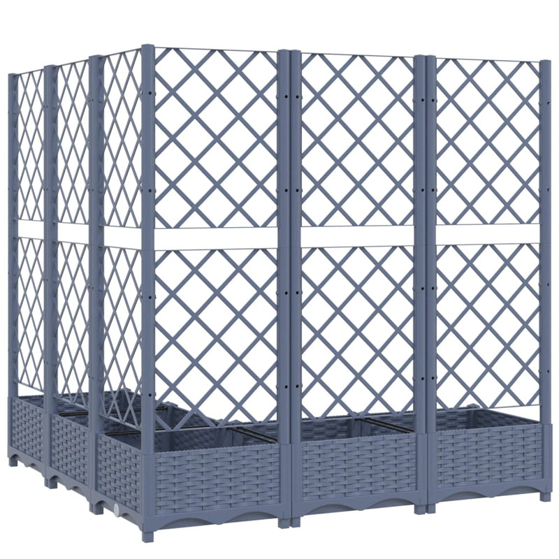 vidaXL sötétszürke PP rácsos kerti ültetőláda 120 x 120 x 121,5 cm