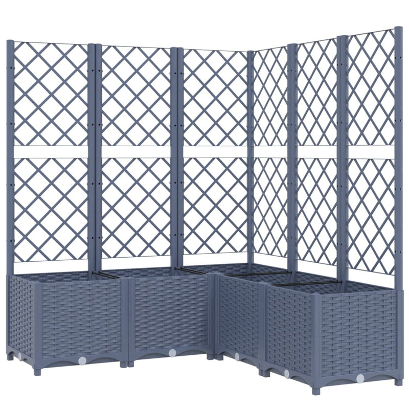 vidaXL sötétszürke PP rácsos kerti ültetőláda 120 x 120 x 136 cm