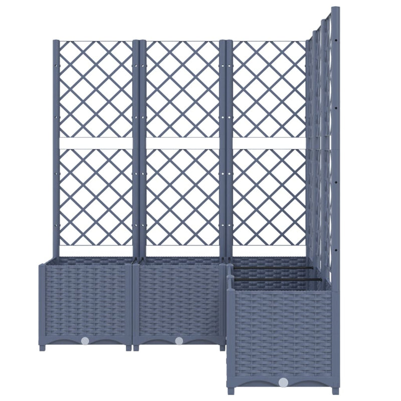 vidaXL sötétszürke PP rácsos kerti ültetőláda 120 x 120 x 136 cm