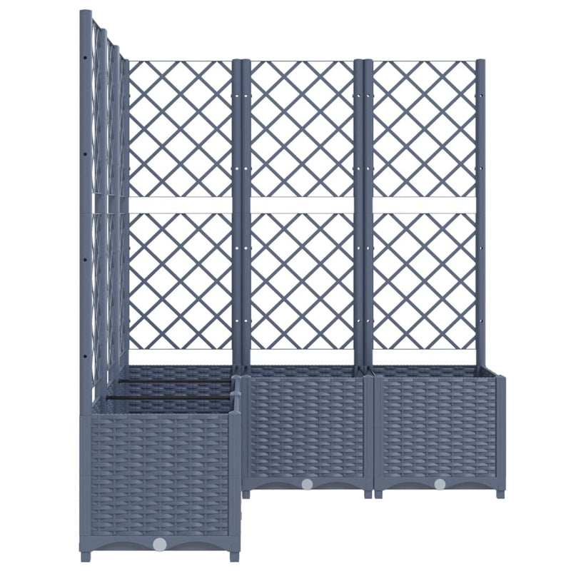vidaXL sötétszürke PP rácsos kerti ültetőláda 120 x 120 x 136 cm