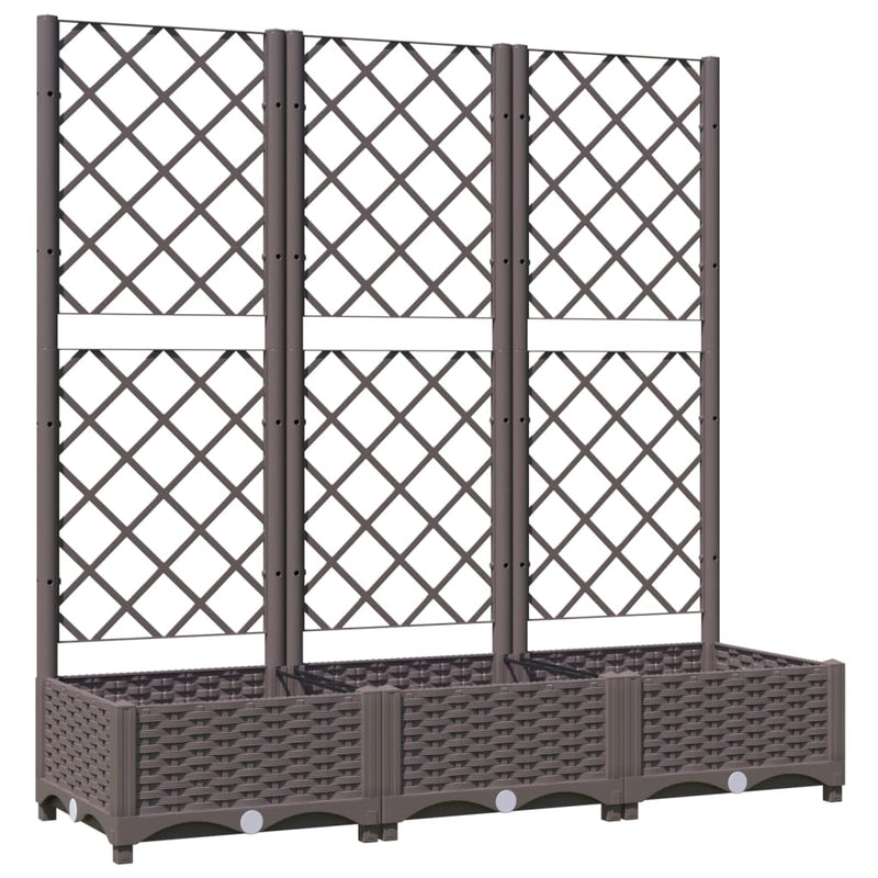 vidaXL barna polipropilén rácsos kerti ültetőláda 120 x 40 x 121,5 cm